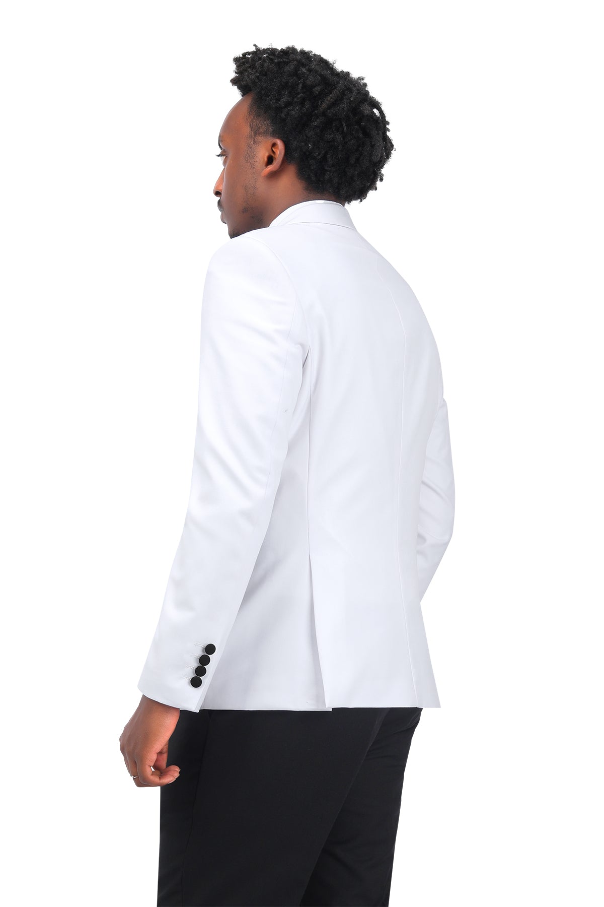 3 Piece Men's Suits One Button Slim Fit Peaked Lapel Tuxedo White