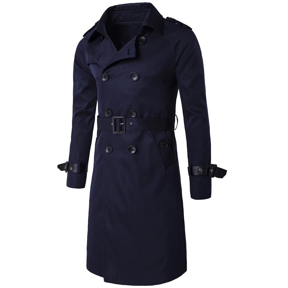 Slim Fit Belted Trench Coat Navy