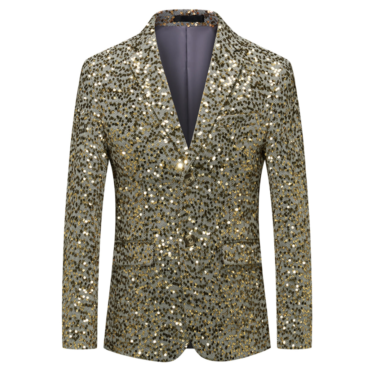 Men's Lapel Pattern Dress Blazer Gold
