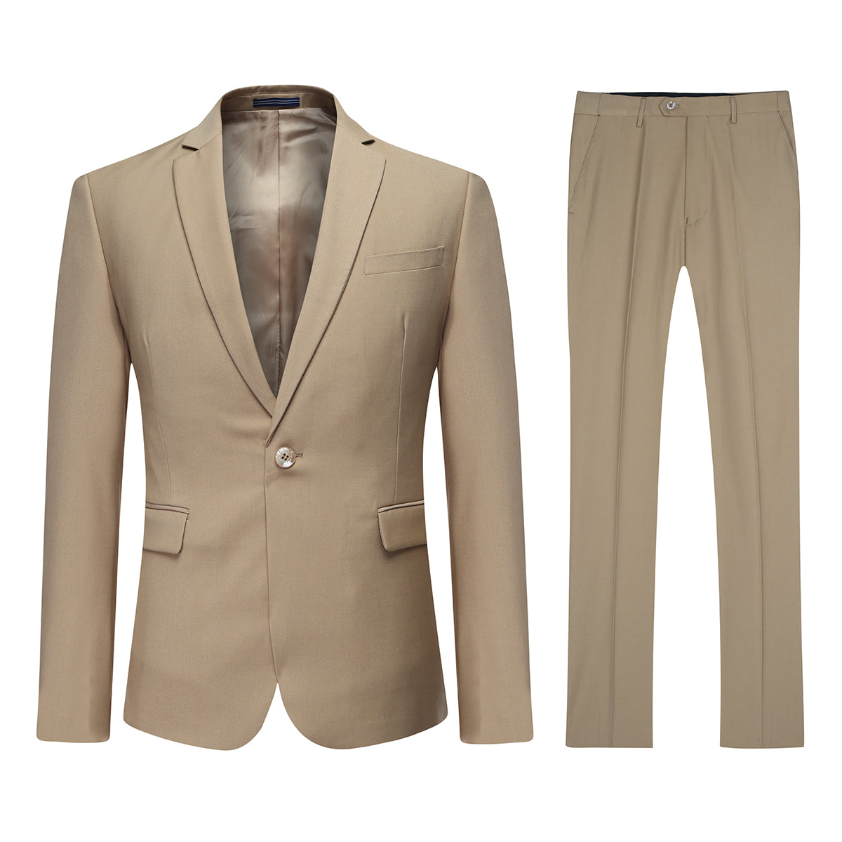 Two Piece Khaki Suit One Button Suit