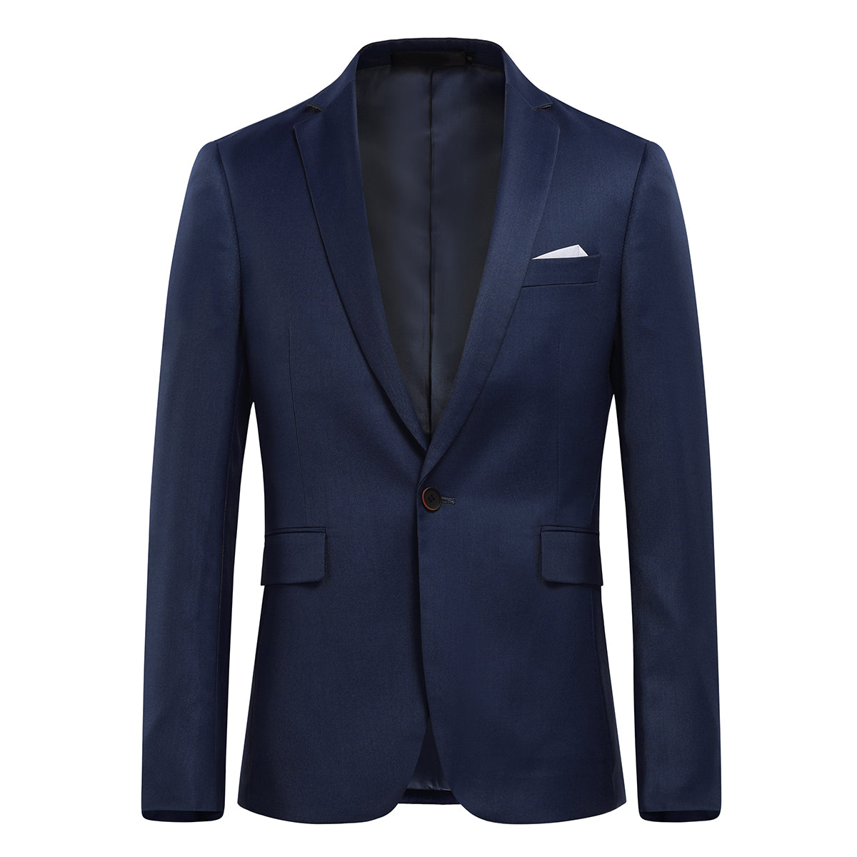 Mens Solid Color One Button Single Breasted Blazer Dark Blue