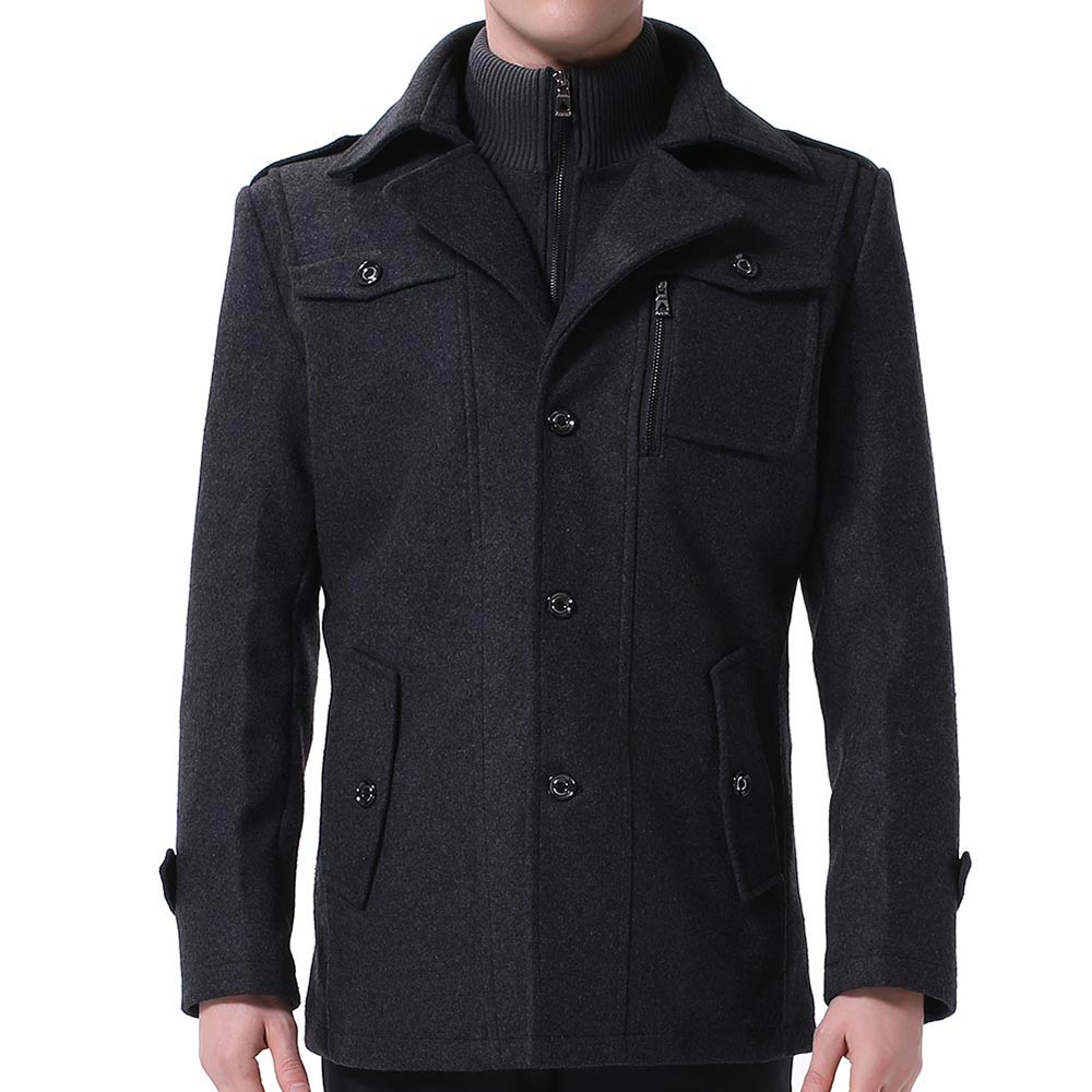 Men's Regular Fit Winter Overcoat Long Wool Coat