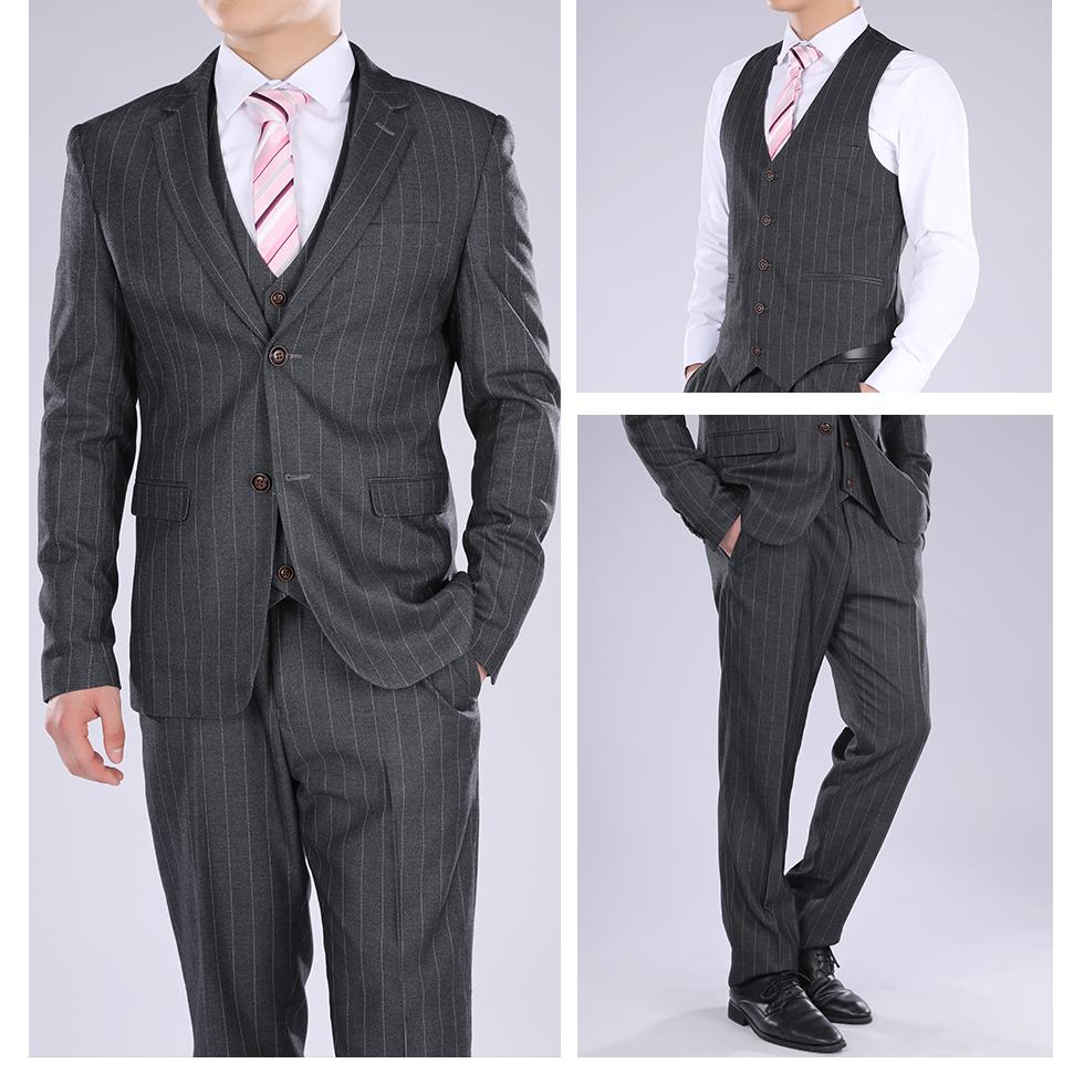 Three Piece Titanium Silver Suit Stripe Design Suit