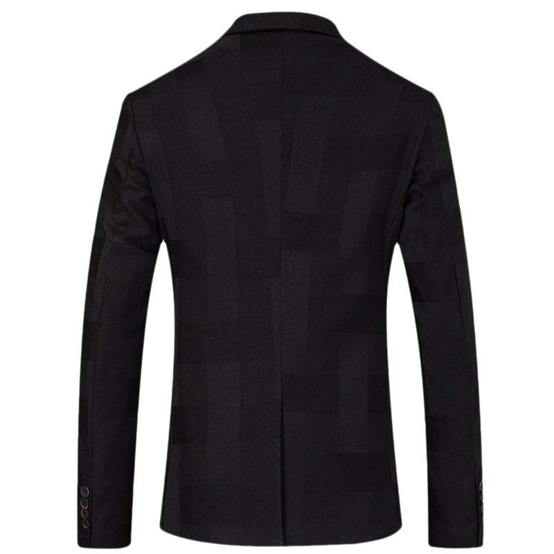 3-Piece Slim Fit Checked Black Casual Suit