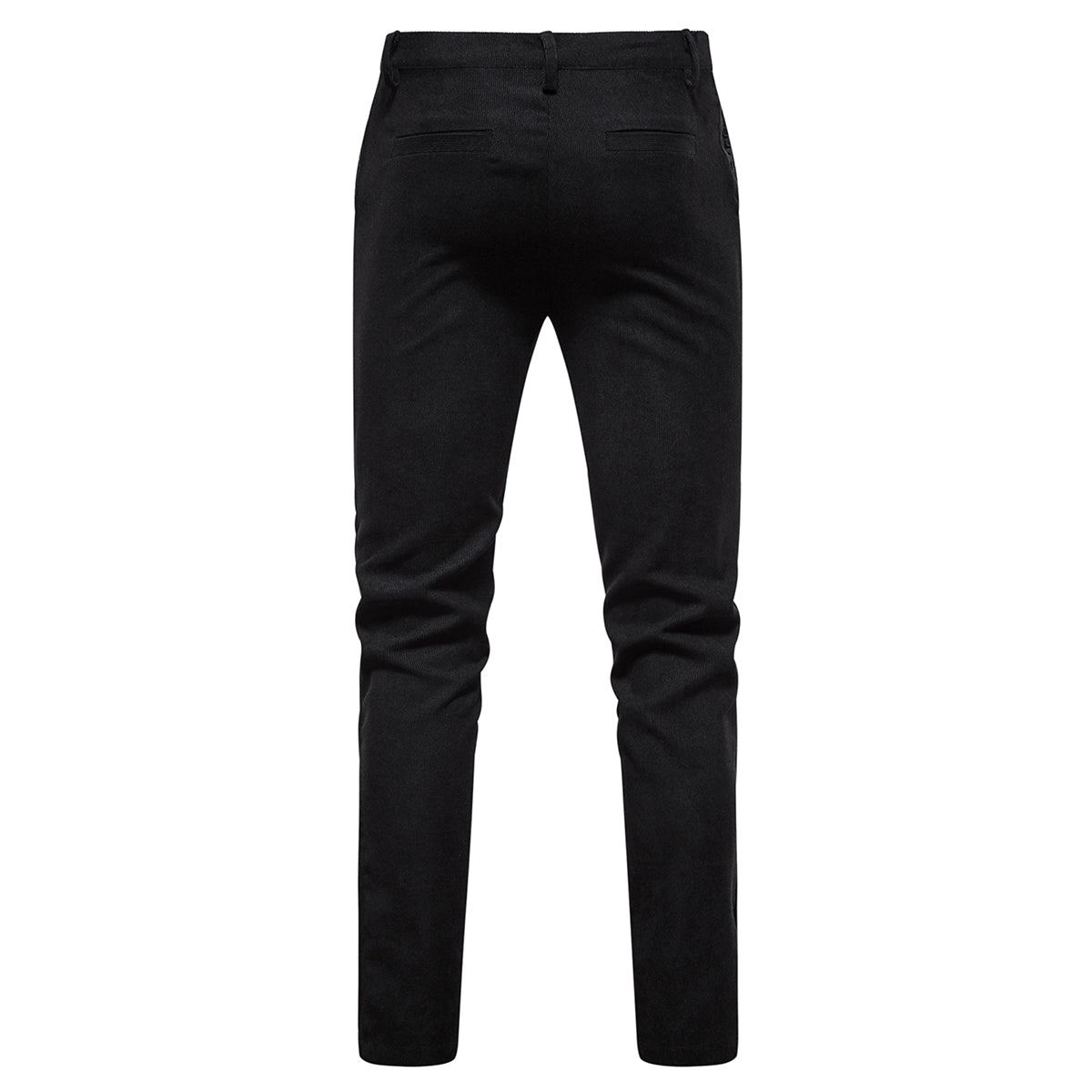 2-Piece Solid Color Two Button Single Breasted Corduroy Suit Black