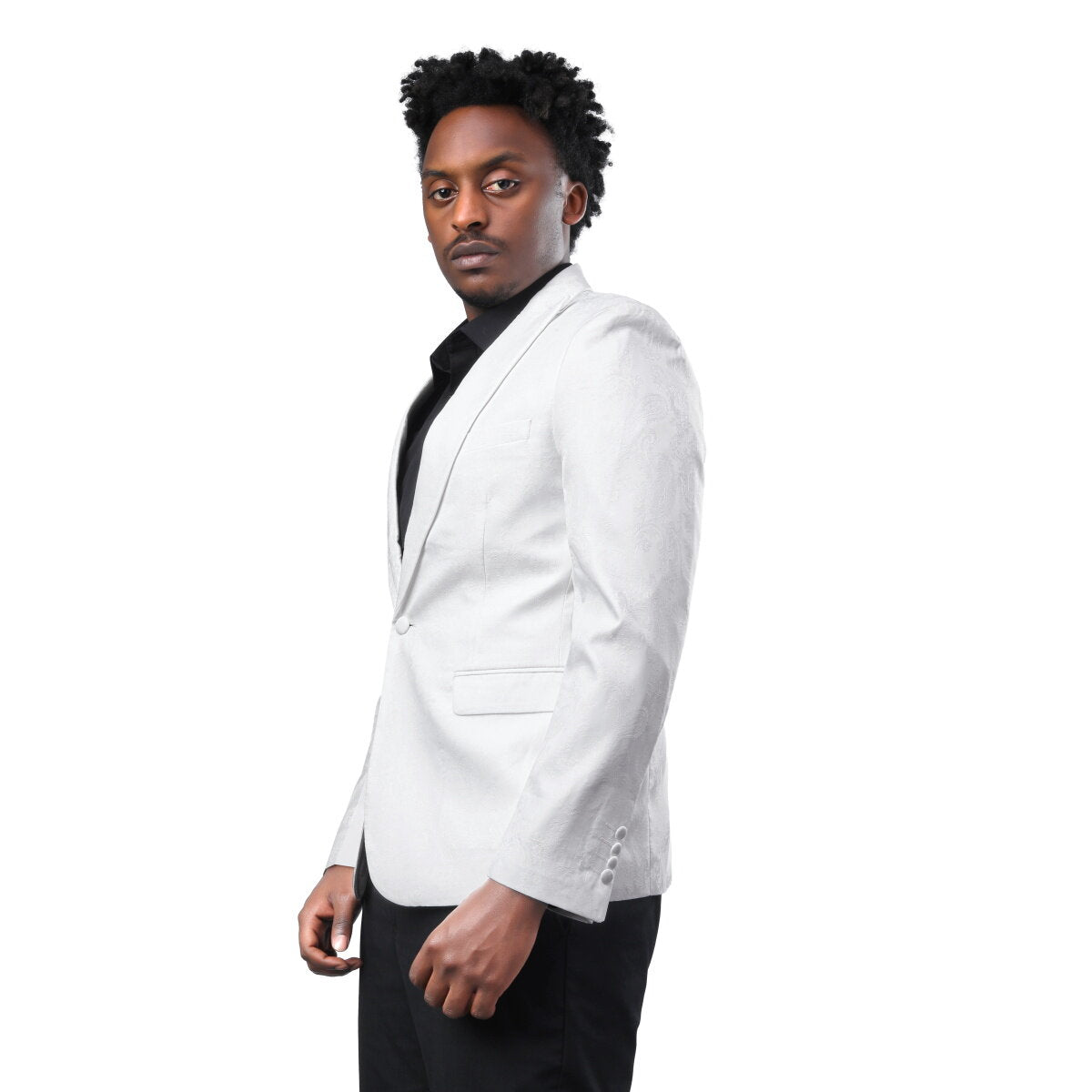 Men's Palace Dark Pattern One Button Blazer White