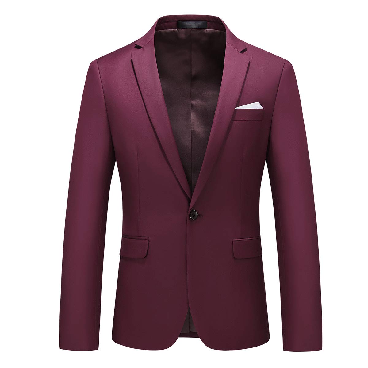 Mens 3 Piece Dress Suit Formal Casual Tux Vest Trousers Wine Red