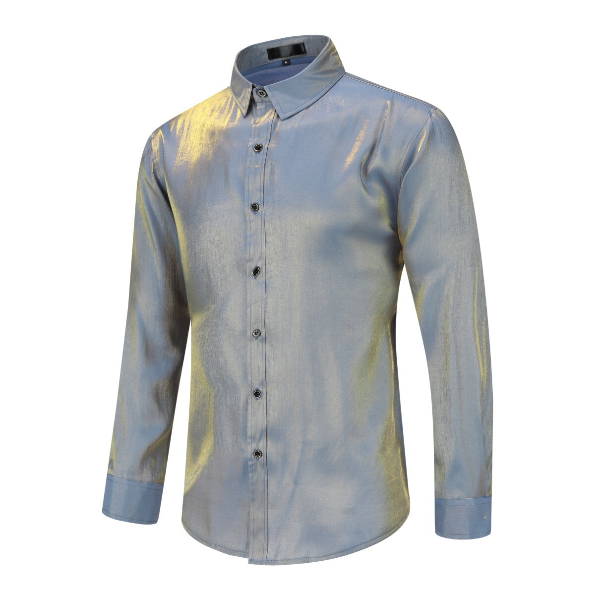 Men's Solid Color Silk Comfort Long Sleeve Shirt Navy