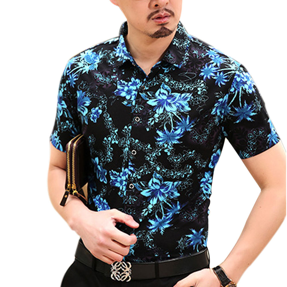 Slim Fit Floral Blue Jasmine Flower Shirt