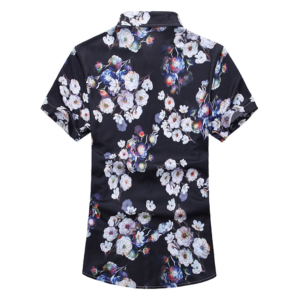 Slim Fit White Pear Blossom Shirt Black