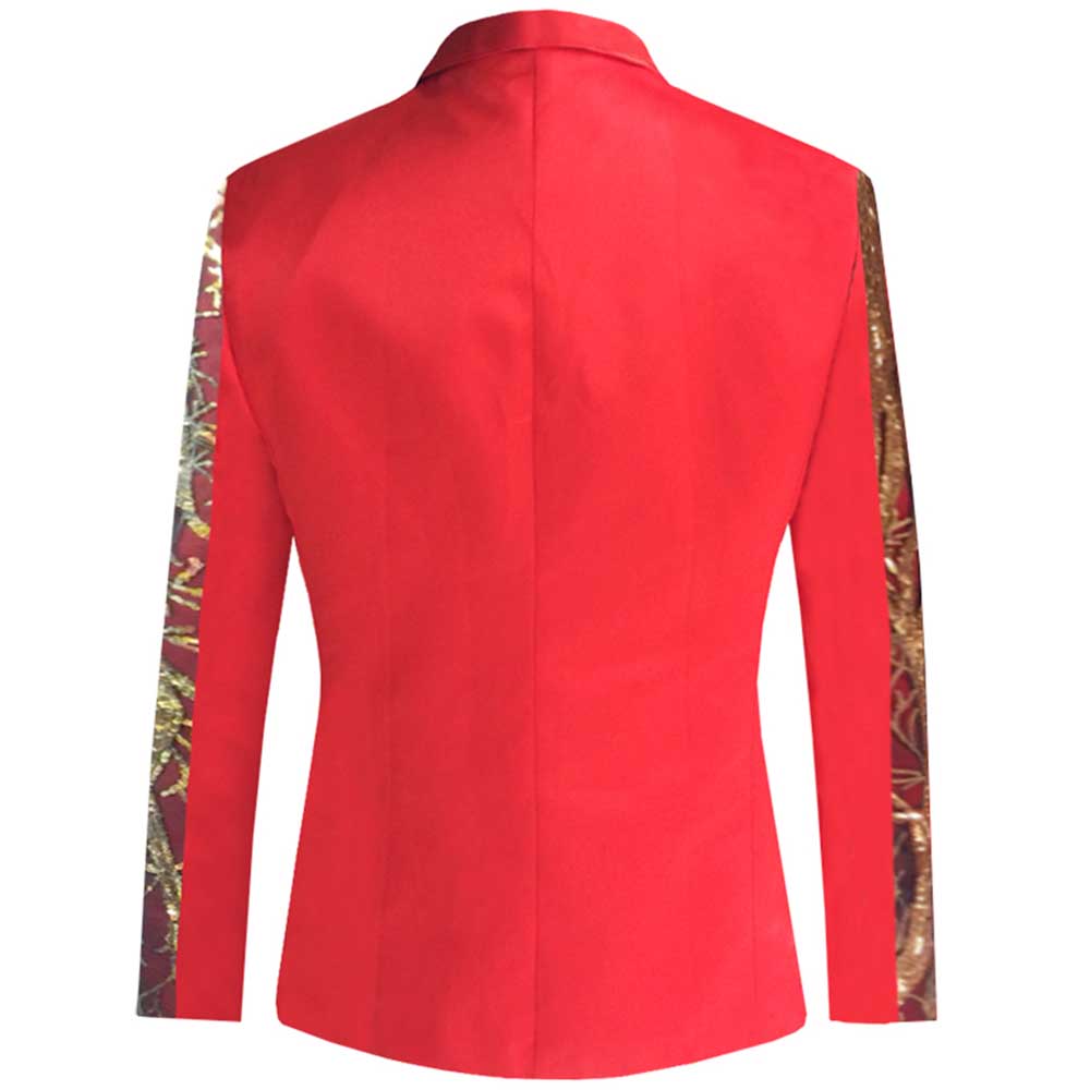 Slim Fit Sequin Blazer Casual Red Blazer