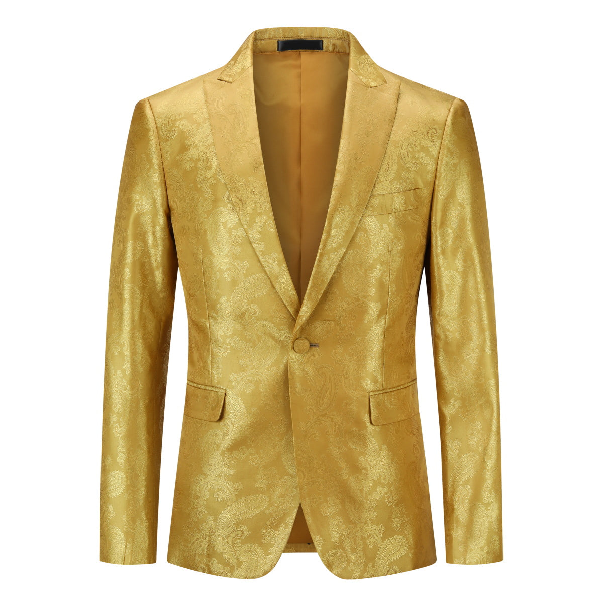 Men's Palace Dark Pattern One Button Blazer Yellow