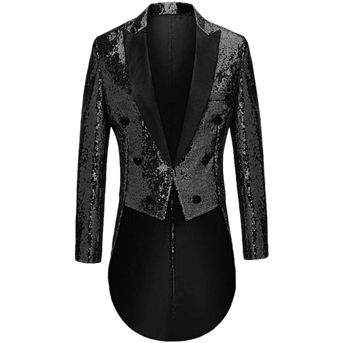 Men's Sequined Show Dress Swallow-Tailed Coat Black