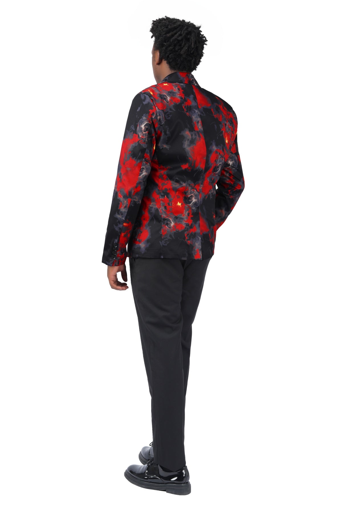 Slim Fit Red Flame Printed Blazer