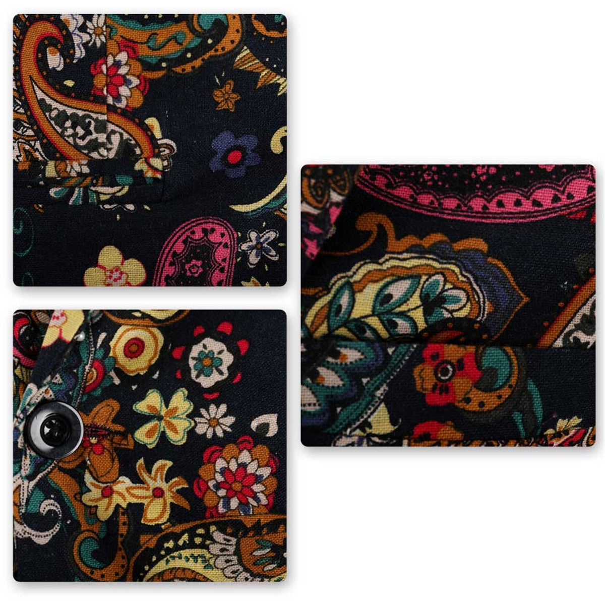 2-Piece Men's Button Mid-Slit Cashew Flower Suit