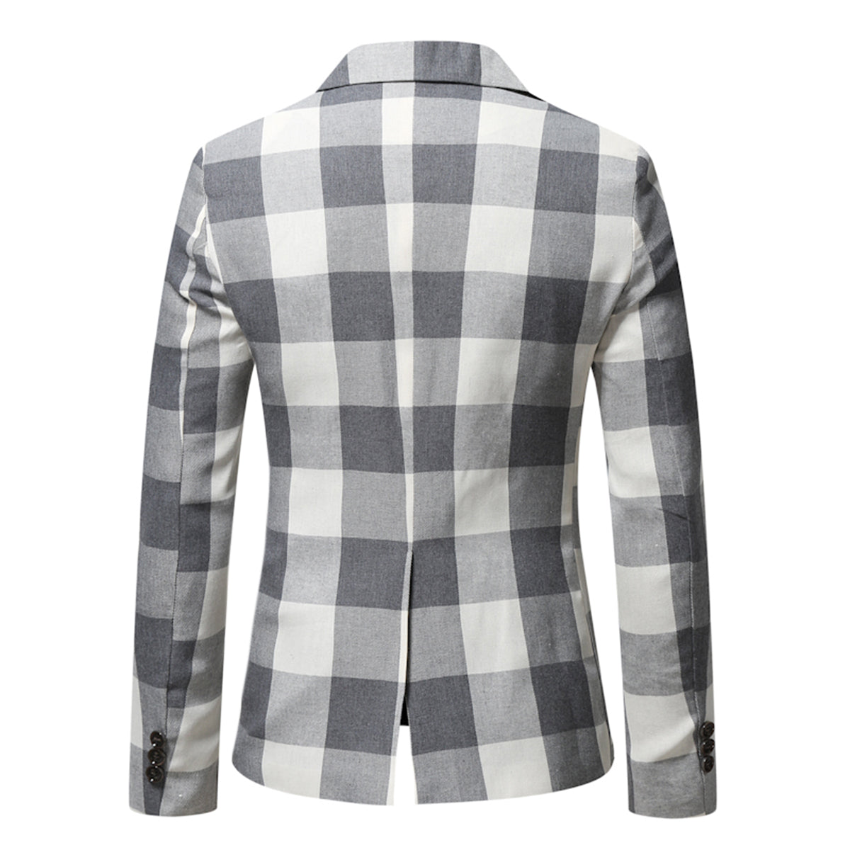 Men's Autumn Plaid Jacket One Button Casual Blazer White