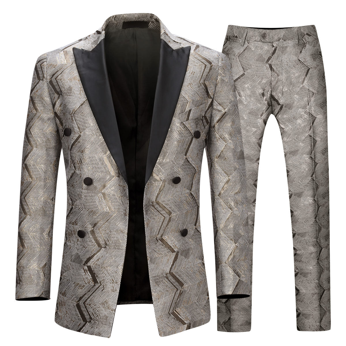 2-Piece Set Gold Thread Shiny Dress Suit