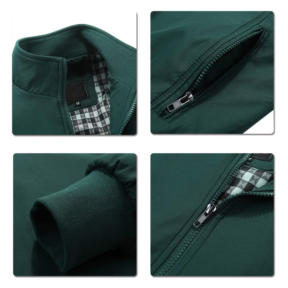 Mens Lightweight Outdoor Zipper Softshell Windbreaker Jacket Green
