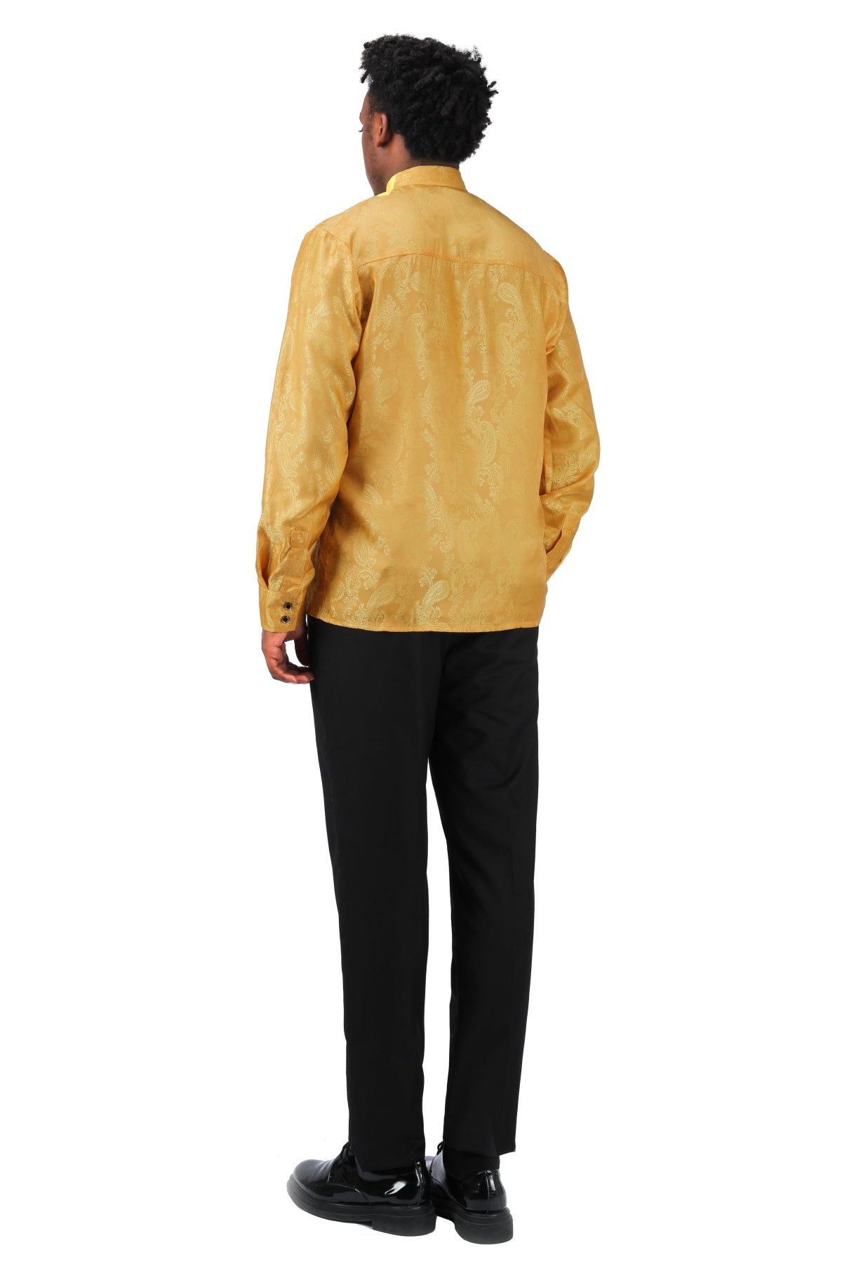Slim Fit Embroidered Yellow Paisley Shirt