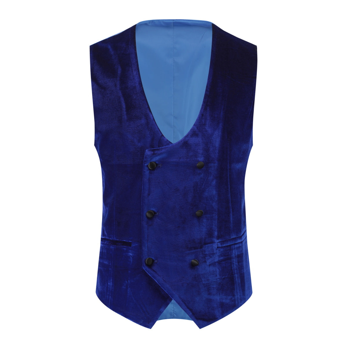 3-Piece Lapel One Button Velvet Tuxedo Suit Dark Blue