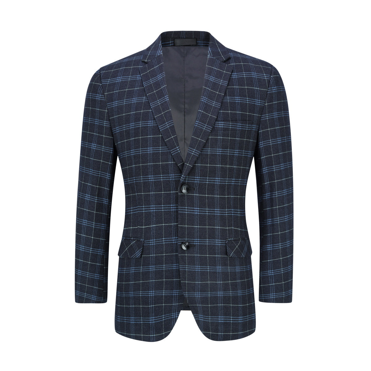 2-Piece Slim Fit Vintage Plaid Suit Black