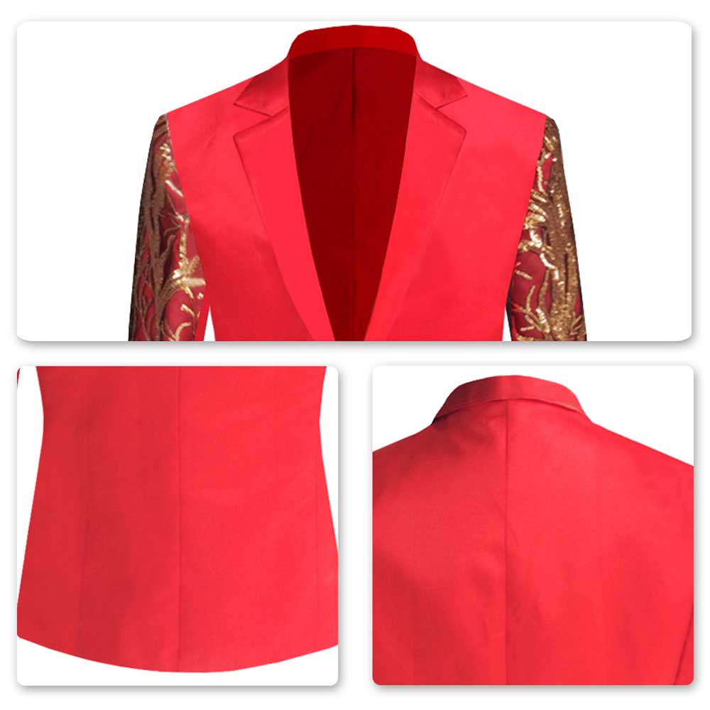 Slim Fit Sequin Blazer Casual Red Blazer