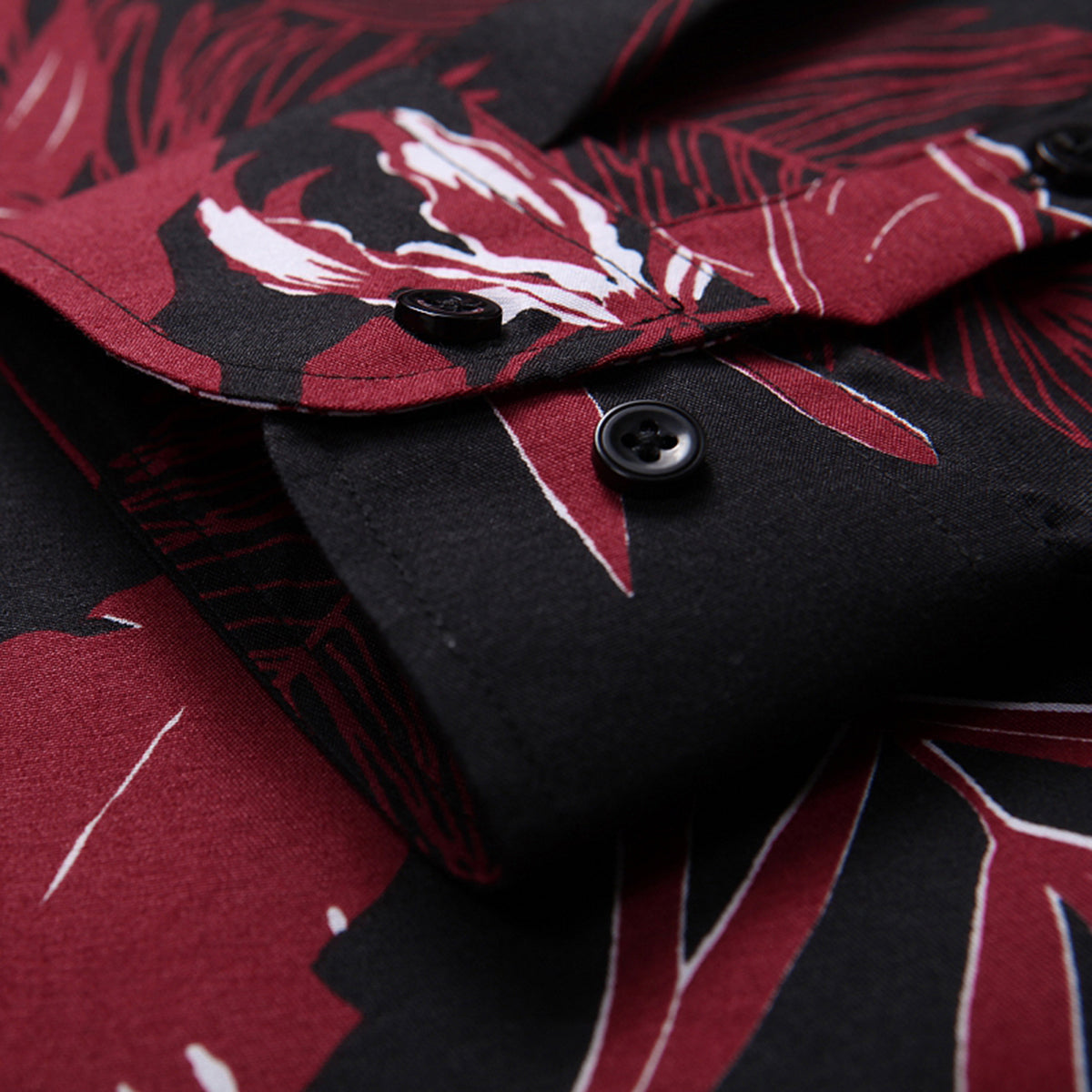 Slim Fit Long-Sleeve Shirt Red Leaves