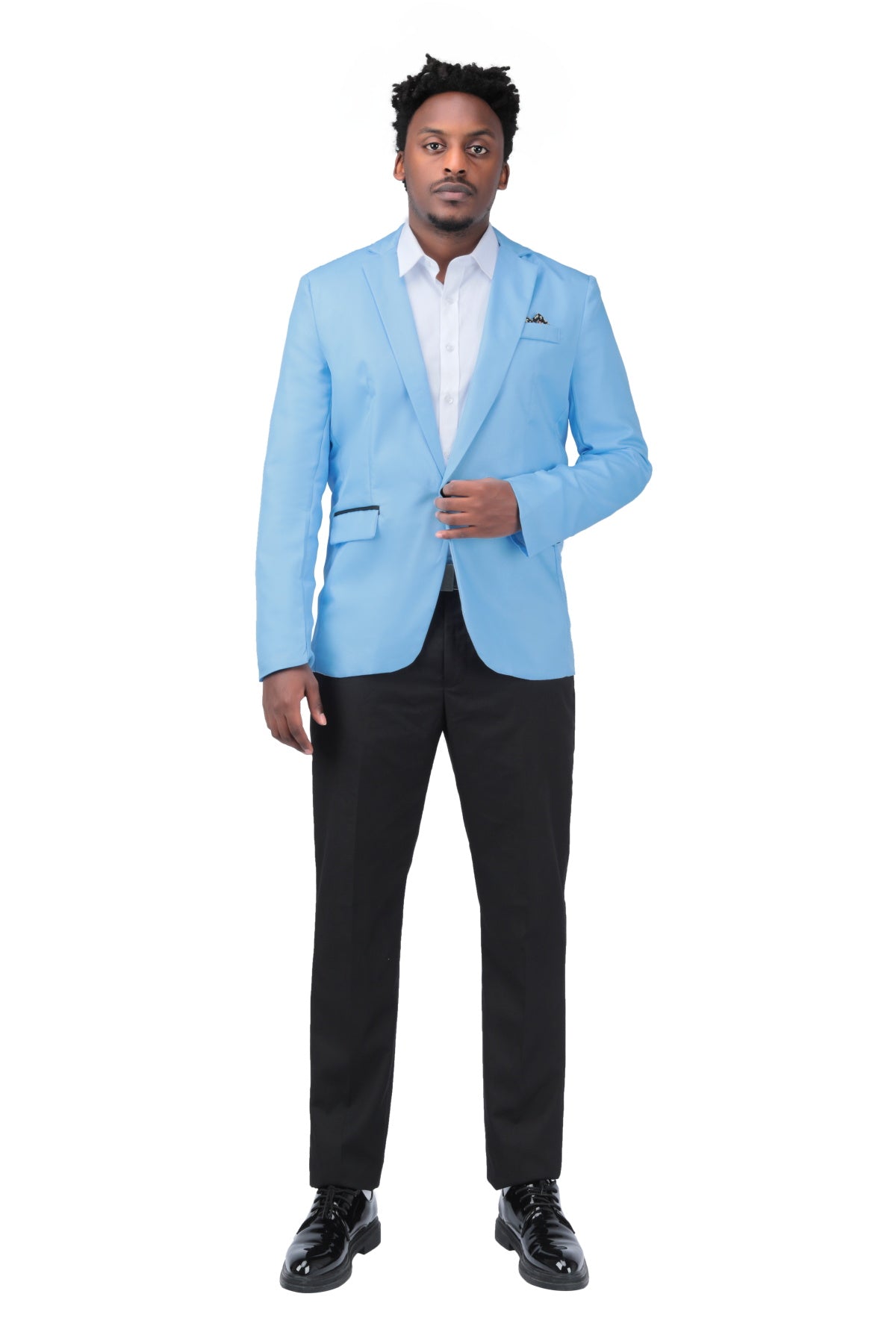 Men's Casual Suit Jacket Slim Fit Lightweight Blazer Coat Light Blue