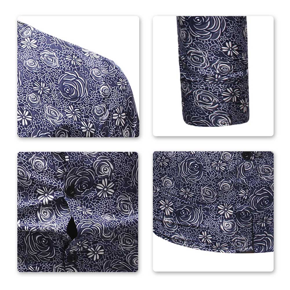 Slim Fit DarkBlue Floral Casual Shirt