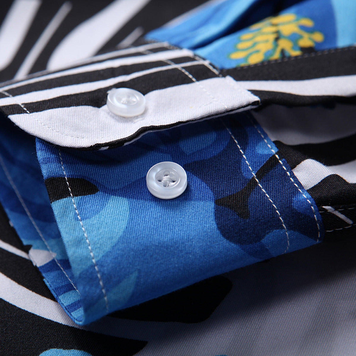 Slim Fit Long-Sleeve Shirt Blue Flower