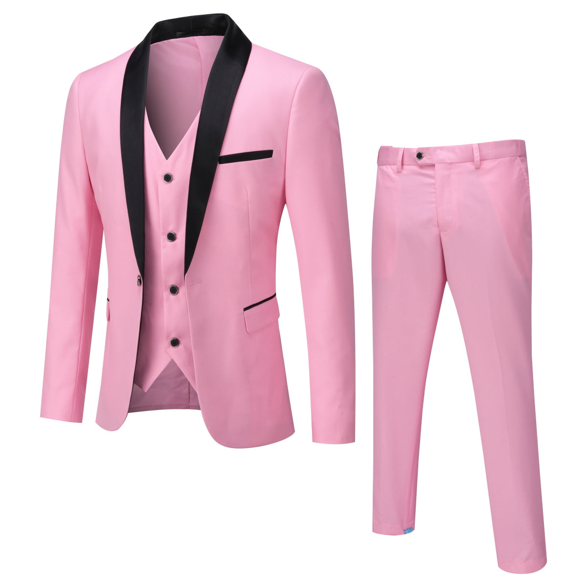 Slim Fit One Button Casual Pink 3-Piece Suit
