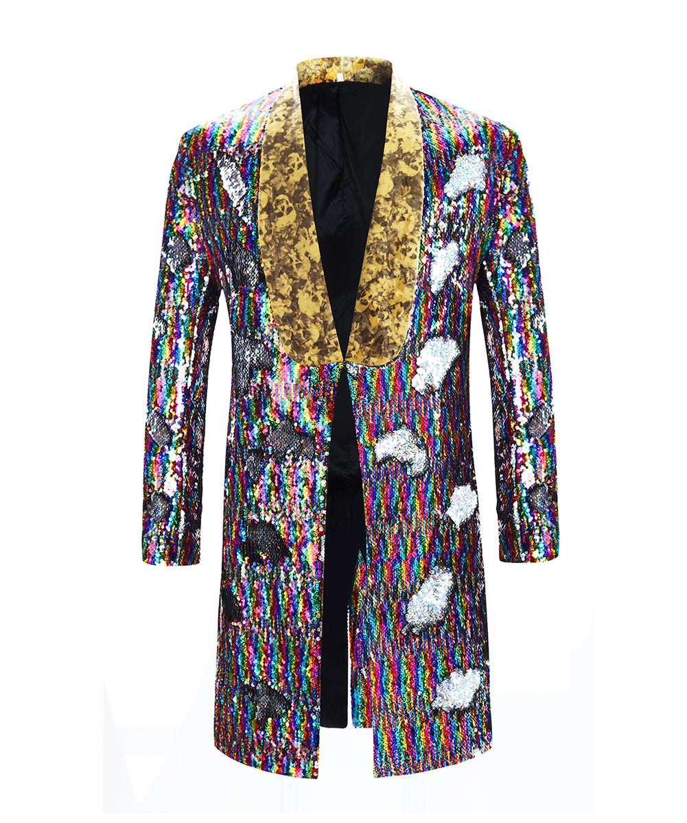 Slim Fit Motley Shiny Sequin Coat 2 Styles