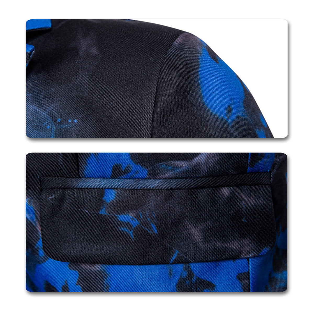 Slim Fit Flame Print Blue Blazer