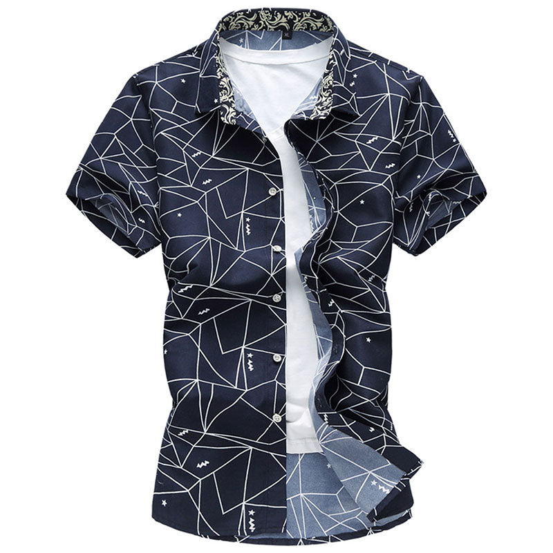 Slim Fit Cool Broken Line Shirt Navy