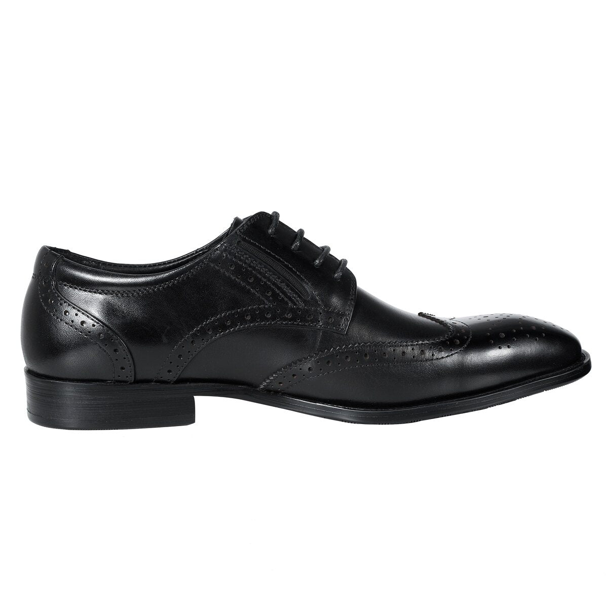 Men's Pointed Toe British Business Brogue Carved Leather Shoes Black