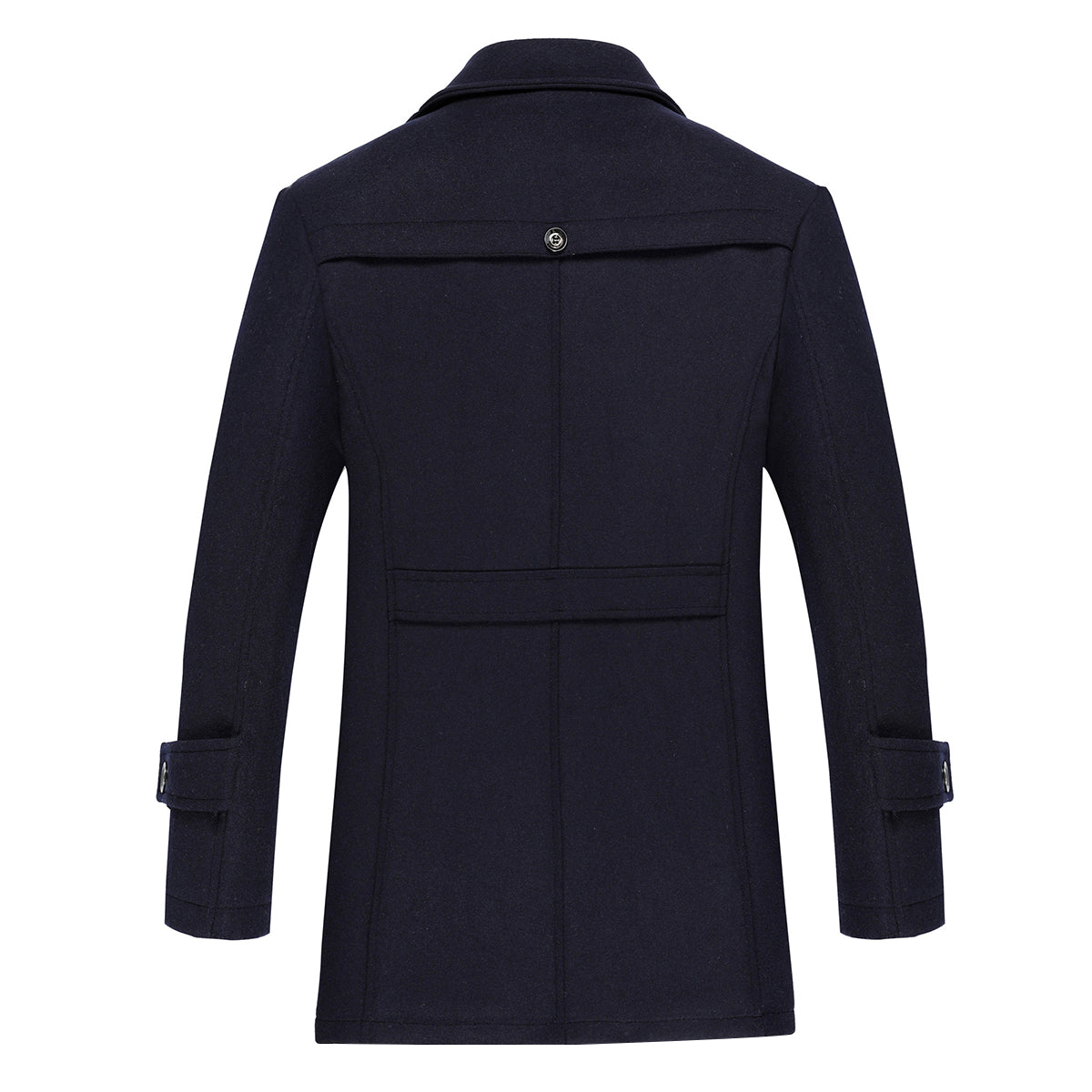 Men's Thick Solid Color Lapel Casual Coat Cotton Navy