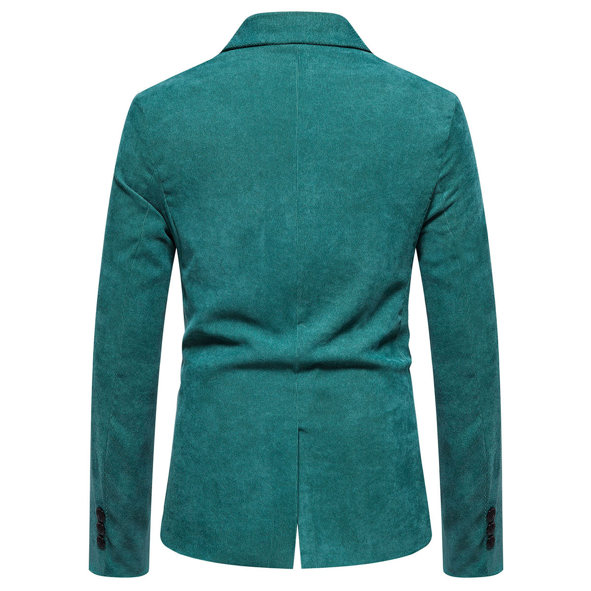 2-Piece Solid Color Two Button Single Breasted Corduroy Suit Green
