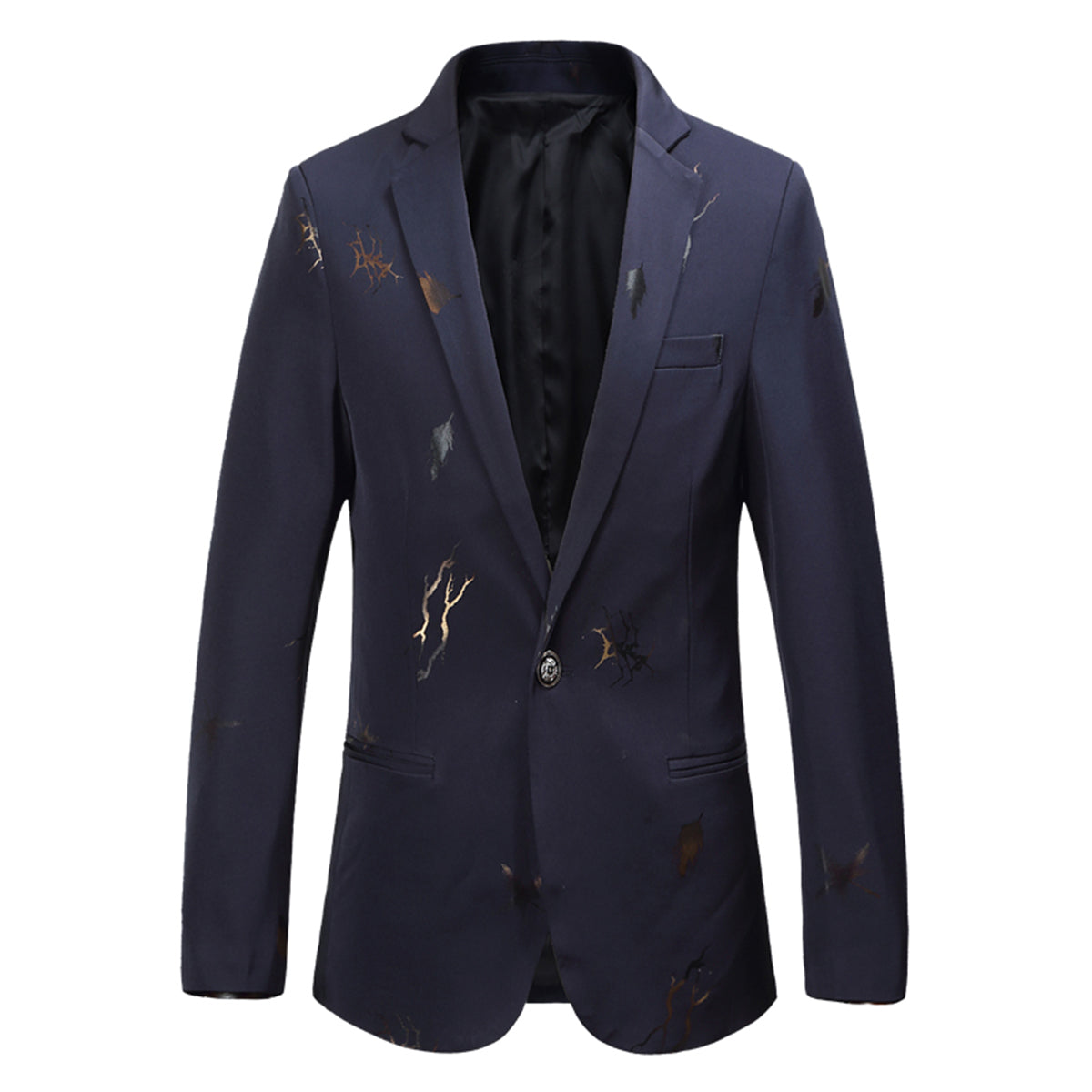 Men's Printed Single Breasted Slim Fit Blazer Blue
