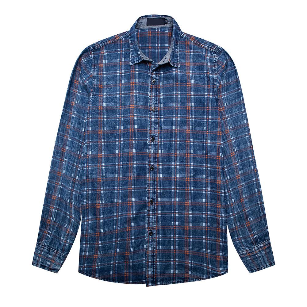 Slim Fit Plaid Paisley Shirt Navy