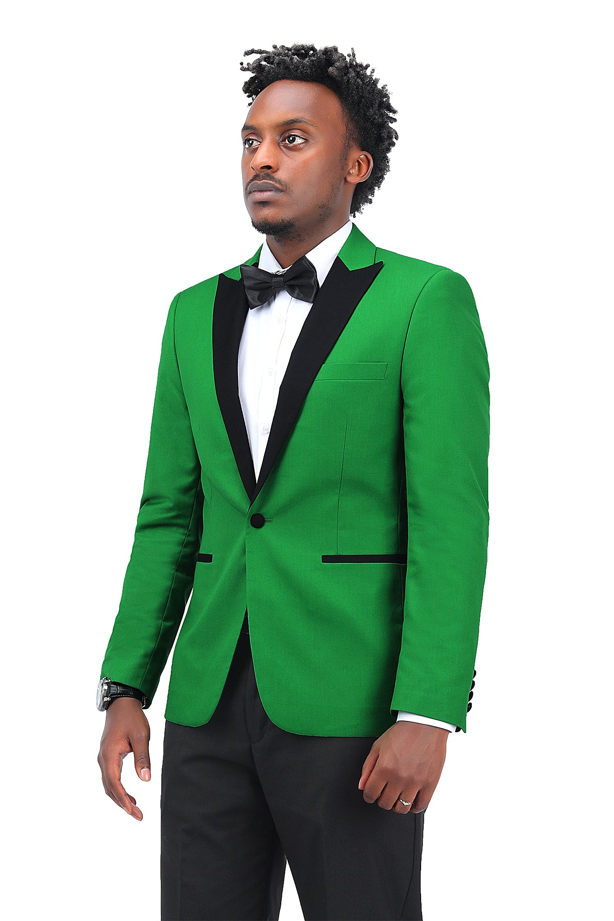 3 Piece Men's Suits One Button Slim Fit Peaked Lapel Tuxedo Green