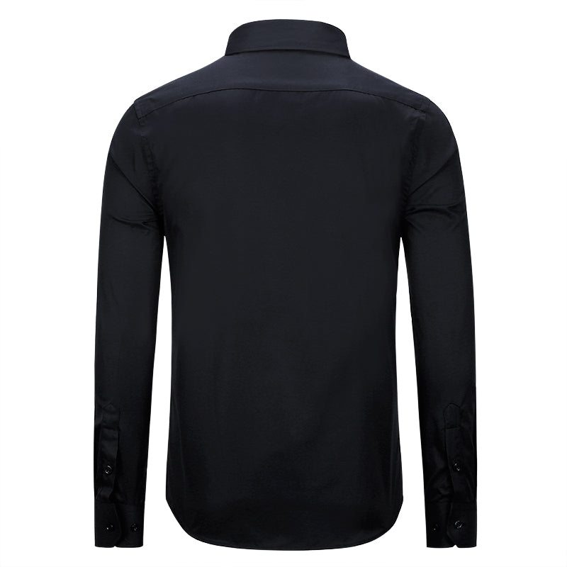 Slim Fit Turn-Down Collar Black Shirt