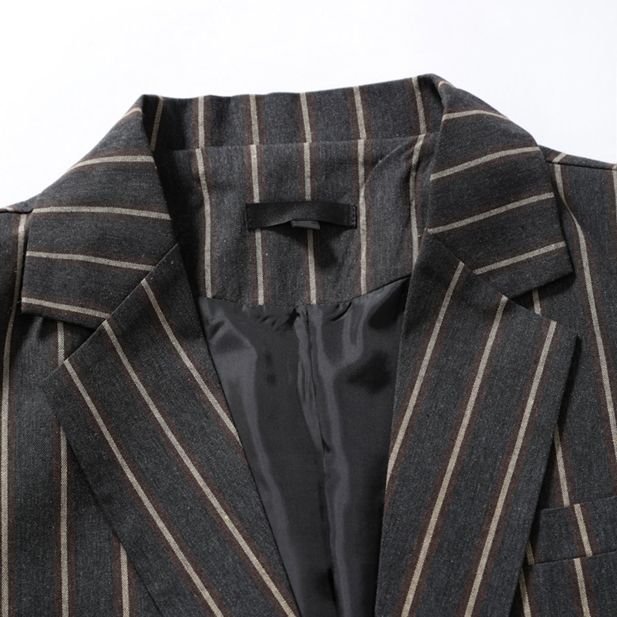 Men's Autumn Plaid Jacket One Button Casual Blazer Dark Grey