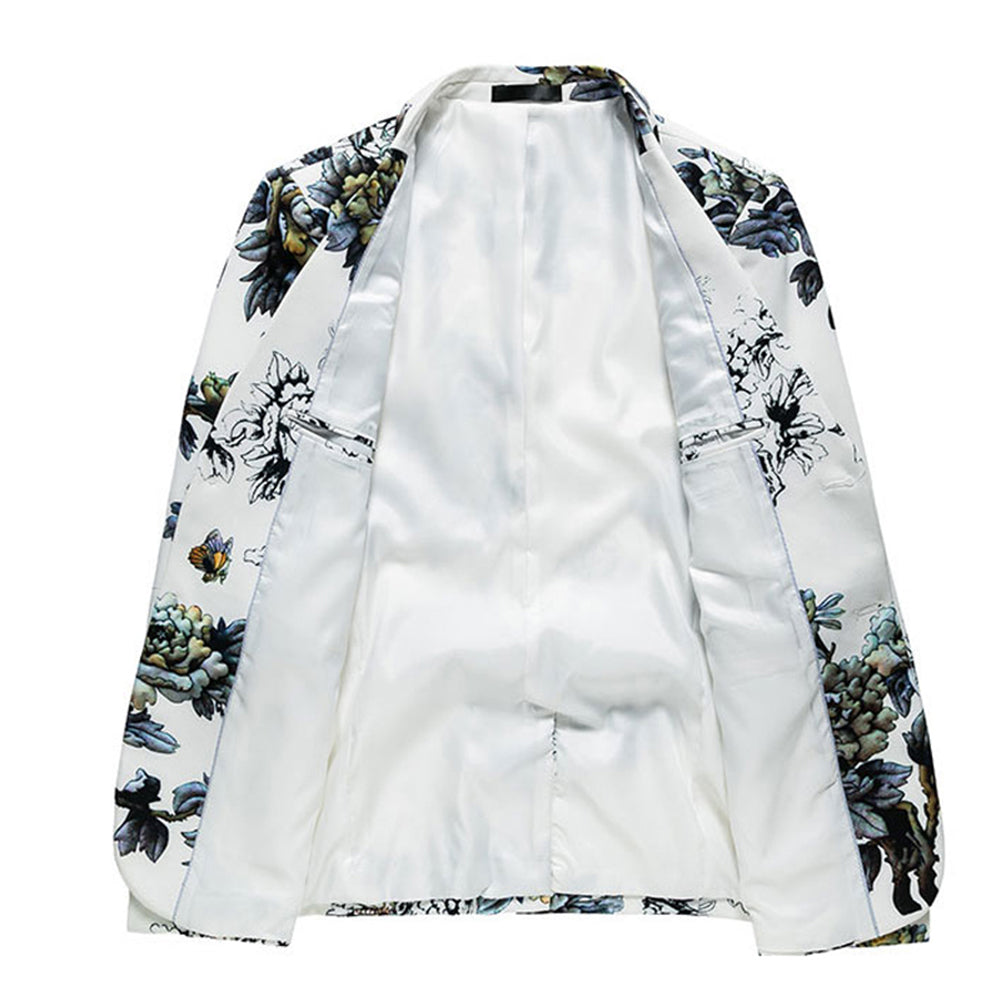 Floral Print Blazer Slim Fit White Blazer