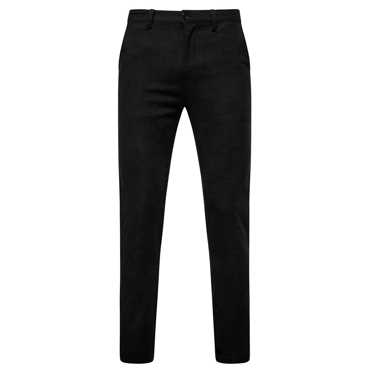 2-Piece Solid Color Two Button Single Breasted Corduroy Suit Black