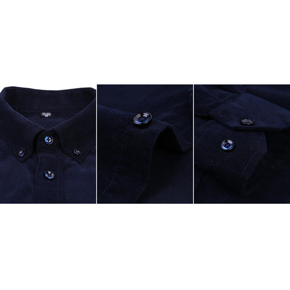 Men's Square Collar Solid Color Autumn Thickened Shirt Navy