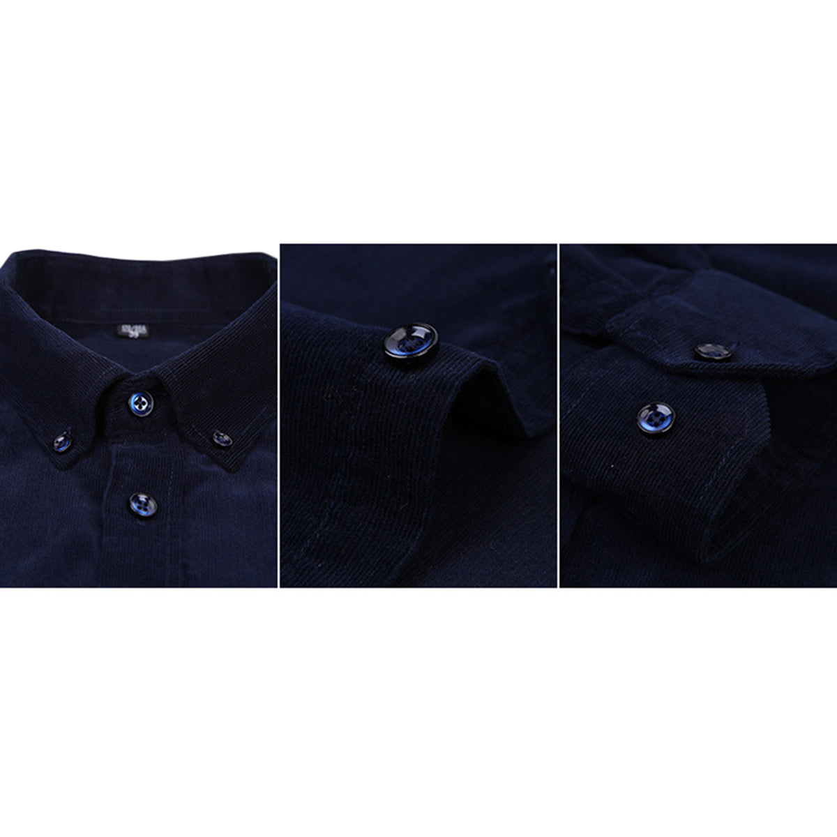 Men's Square Collar Solid Color Autumn Thickened Shirt Navy