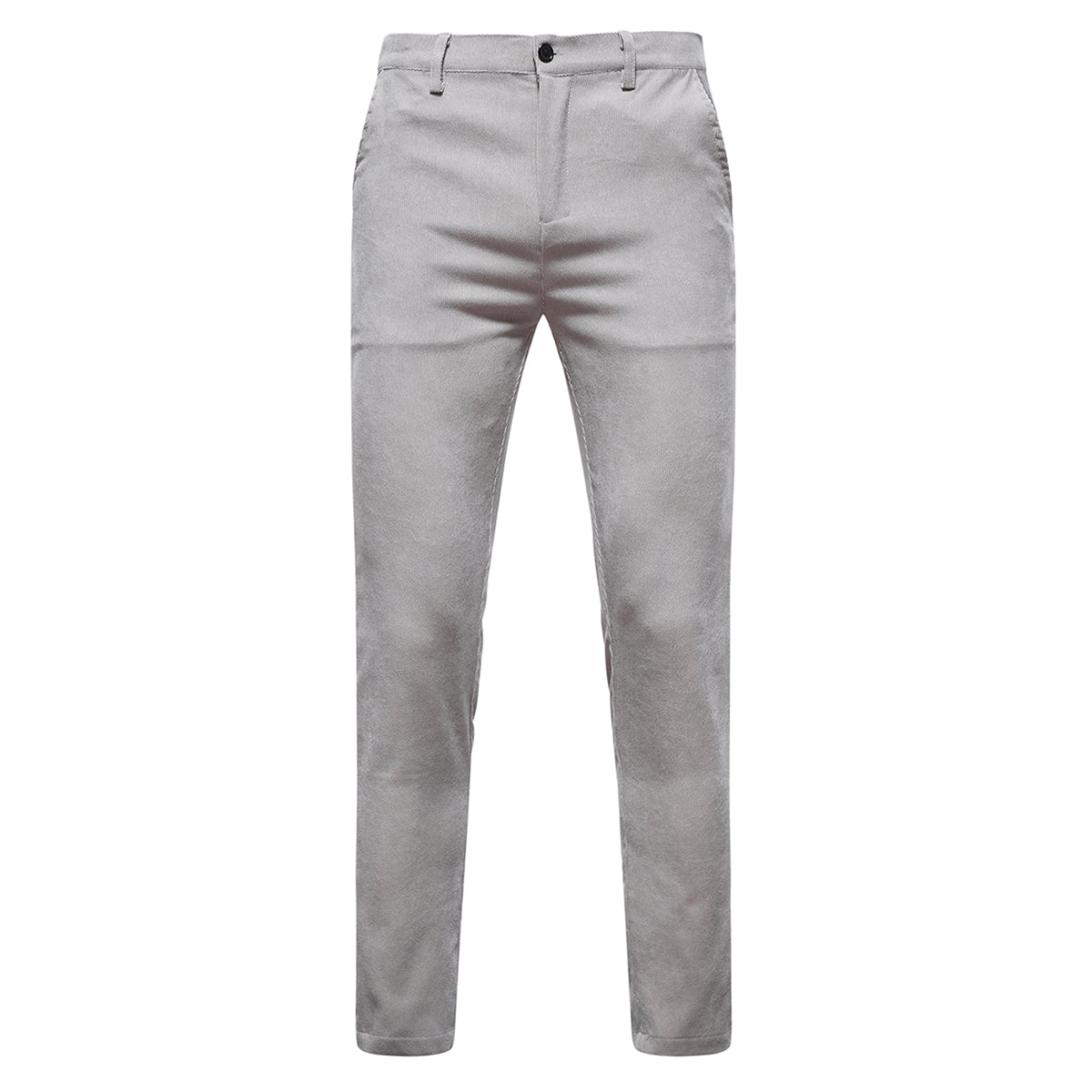2-Piece Solid Color Two Button Single Breasted Corduroy Suit Grey