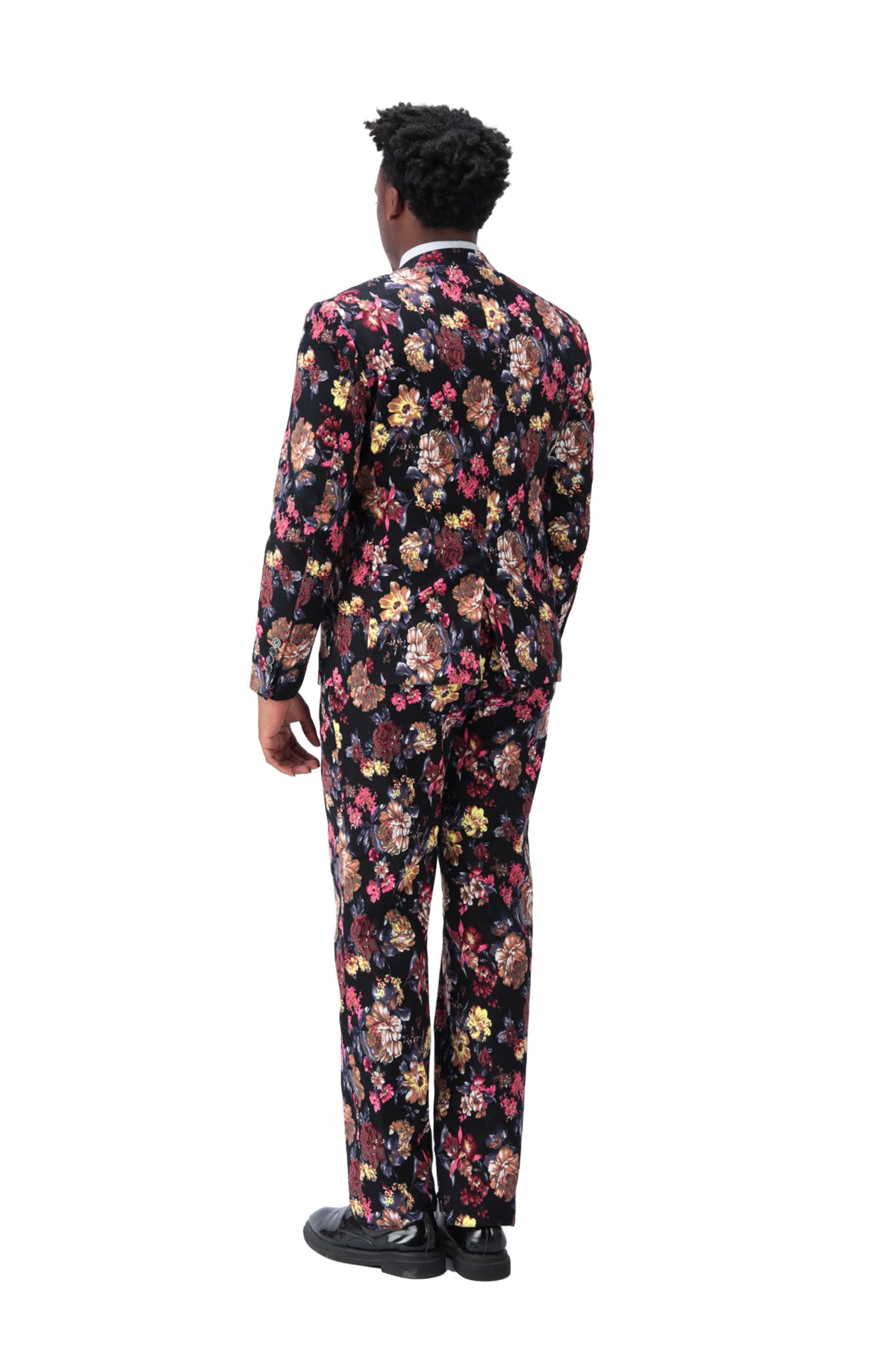 2-Piece Slim Fit Floral Print Maroon Suit