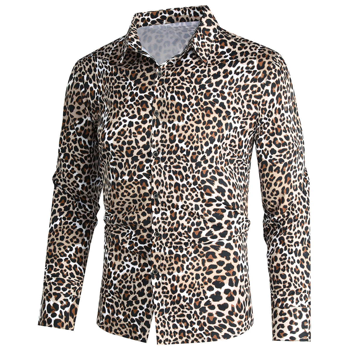 Regular Fit Leopard Style Shirt Coffee