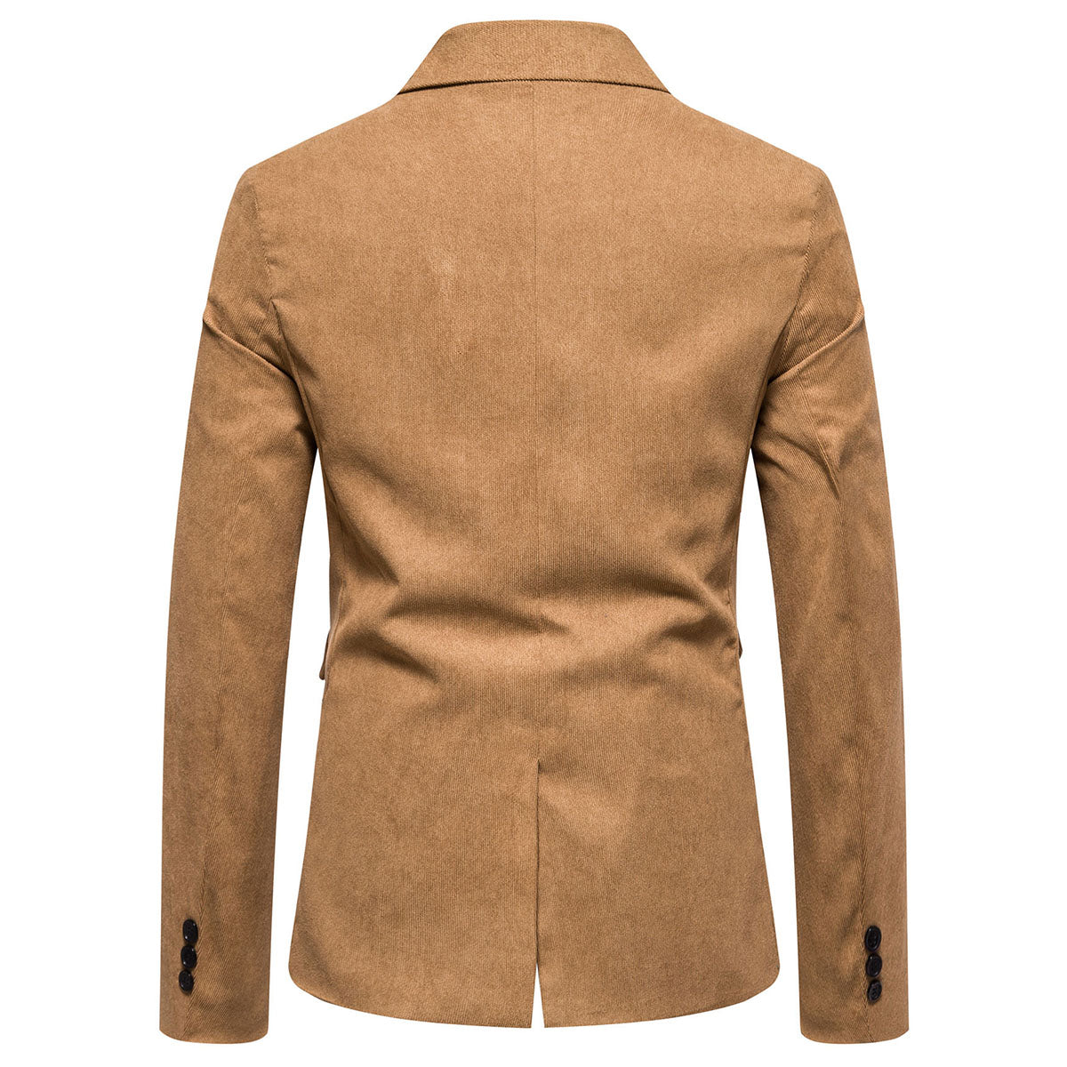 2-Piece Solid Color Two Button Single Breasted Corduroy Suit Khaki
